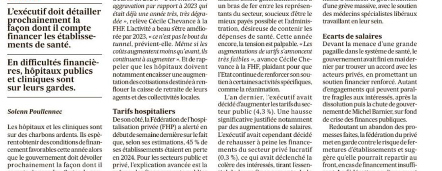 LA CAMPAGNE TARIFAIRE RETARDÉE, DES CONSÉQUENCES DRAMATIQUES POUR LES ACTEURS DE SOINS